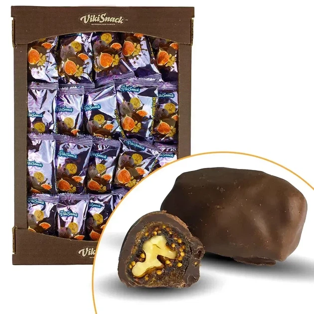 Конфеты VikiSnack Инжир с орехом в шоколаде, 1,5 кг - Фото 1 Конфеты VikiSnack Инжир с орехом в шоколаде, 1,5 кг - изображение 1