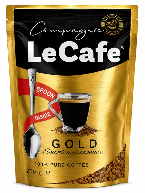 Кофе растворимый LeCafe Gold 200 г (мягкая упаковка) - Фото 1 Кофе растворимый LeCafe Gold 200 г (мягкая упаковка) - изображение 1