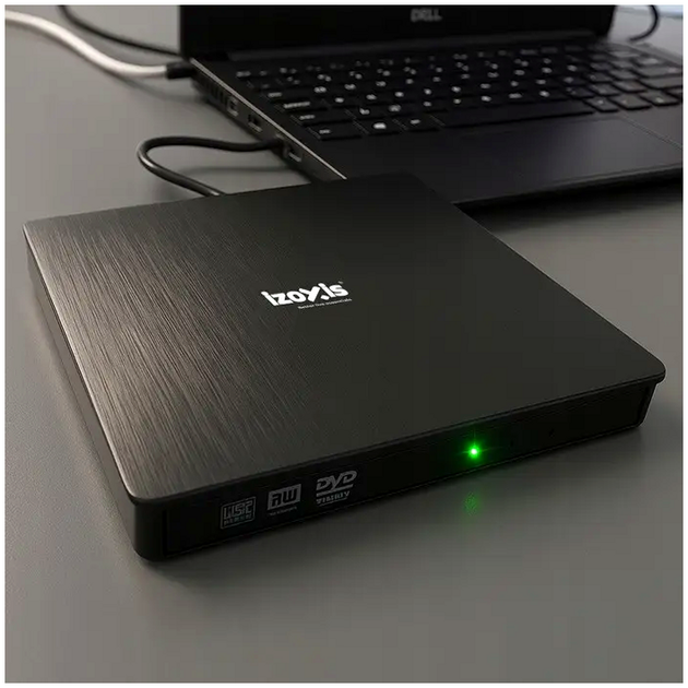 Зовнішній привод CD-R DVD рекордер USB 3.0 для ноутбука 314 г чорний Izoxis SE0693 - зображення 7