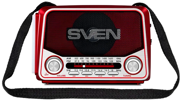 Портативный радиоприемник FM AM SW с USB и microSD для путешествий красный SVEN SE1011 - изображение 2