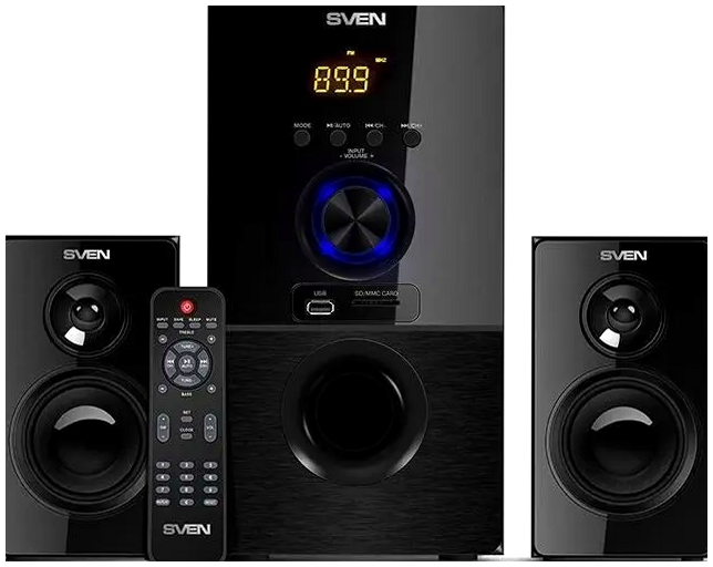 Акустическая система Bluetooth 55Вт 2.1 для дома 3 динамика черный Sven SE0545 - изображение 2