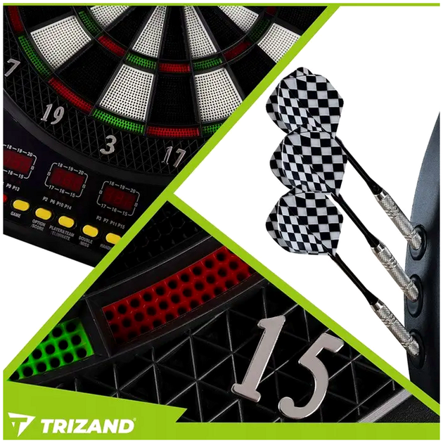 Электронная мишень для дартса 1 16 игроков 27 игр 6 дротиков Trizand SE0743 - изображение 3
