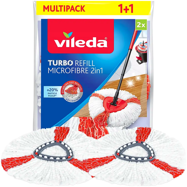 Запасные насадки круглые микрофибра для швабры 2 шт. для пола Vileda SE0264 - изображение 2
