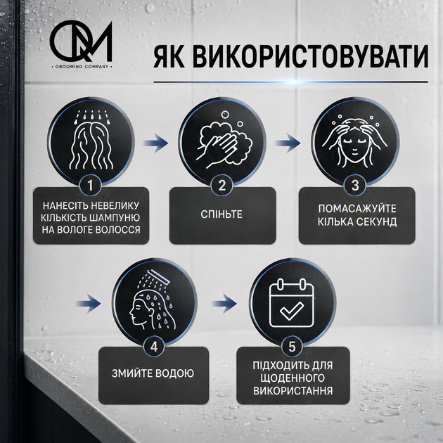 Ежедневный шампунь для волос QM Daily Shampoo 1000 мл pH 5.5 для мягкого очищения кожи головы - изображение 5