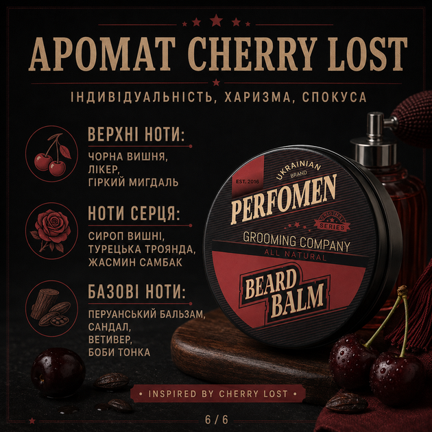 Бальзам для бороды PerfomeN Beard Balm Inspired by Cherry Lost 45 мл для увлажнения смягчения и укрепления - изображение 6