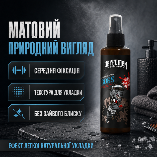 Солевой спрей для объема волос PerfomeN BOSS 200 мл предстайлинг и фиксирующий спрей для готовой укладки - изображение 3