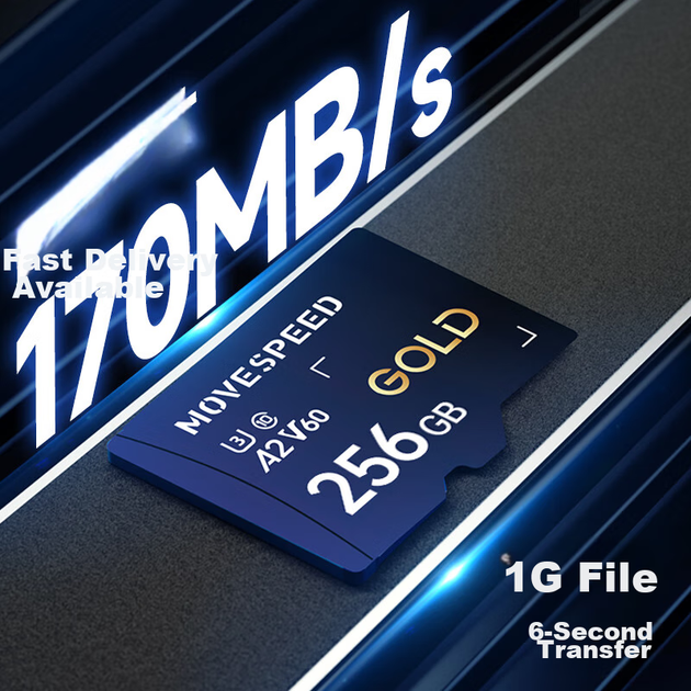 Карта пам'яті MOVE SPEED MOVESPEED GOLD microSDXC 256GB UHS-I U3 V60 A2 (YSTFH300-256GU3) - зображення 4