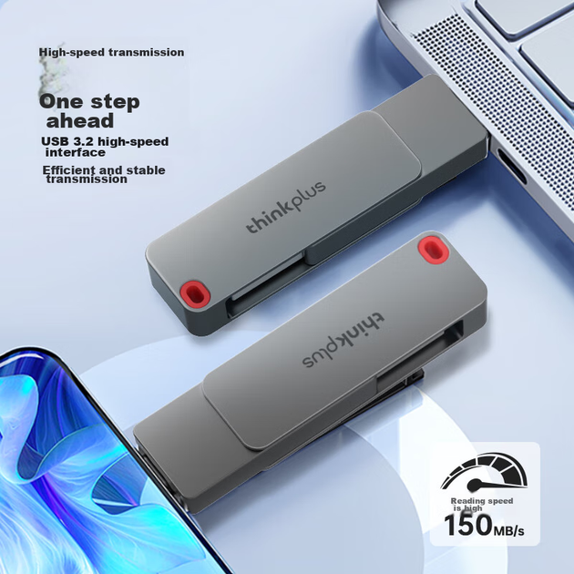 Флеш-накопитель ThinkPlus Lenovo, 256 ГБ, Type-C USB 3.2, двойной интерфейс, совместим с телефонами и компьютерами, большая емкость, флеш-накопитель для офиса и бизнеса, серия TPU301. - изображение 6