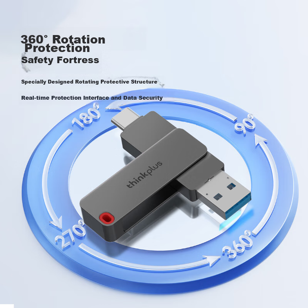Флеш-накопитель ThinkPlus Lenovo, 256 ГБ, Type-C USB 3.2, двойной интерфейс, совместим с телефонами и компьютерами, большая емкость, флеш-накопитель для офиса и бизнеса, серия TPU301. - изображение 9