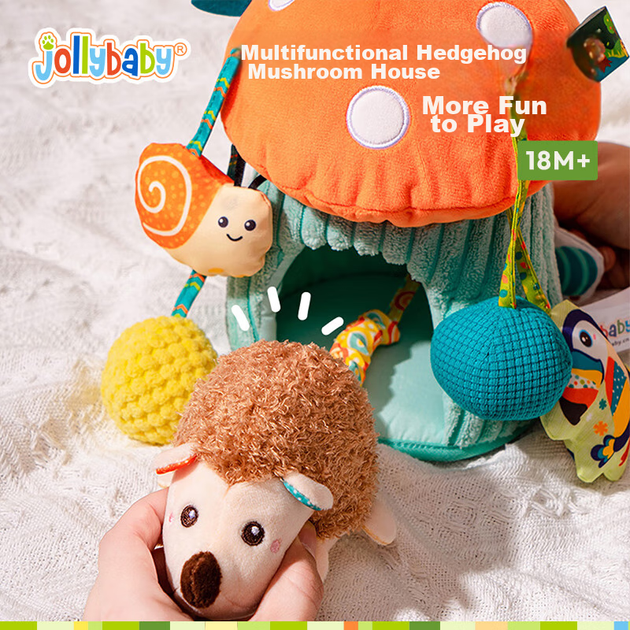 Игрушка-подвеска Jollybaby «Ёжик-гриб» для коляски, для тренировки хвата, для младенцев 0-1 года - изображение 6