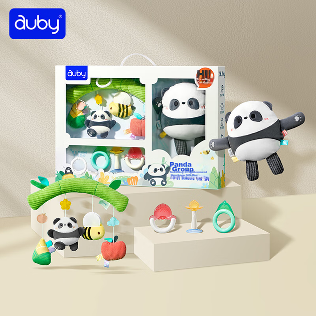 Подарочный набор Auby Panda для новорожденных, игрушки для младенцев, подвесная кукла для кроватки (0-1 год), прорезыватель, погремушка, подарок на день рождения. - изображение 7