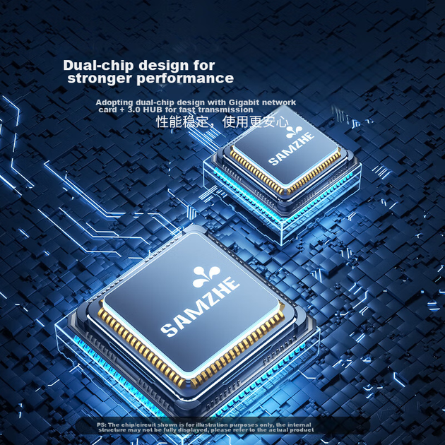 Док-станція розширення порту SAMZHE Type-C на Gigabit Ethernet, чотиривхідний розгалужувач, мережевий кабель RJ45 для ноутбуків Apple, Huawei, Xiaomi, адаптер, док-станція розширення HWK08 - изображение 8