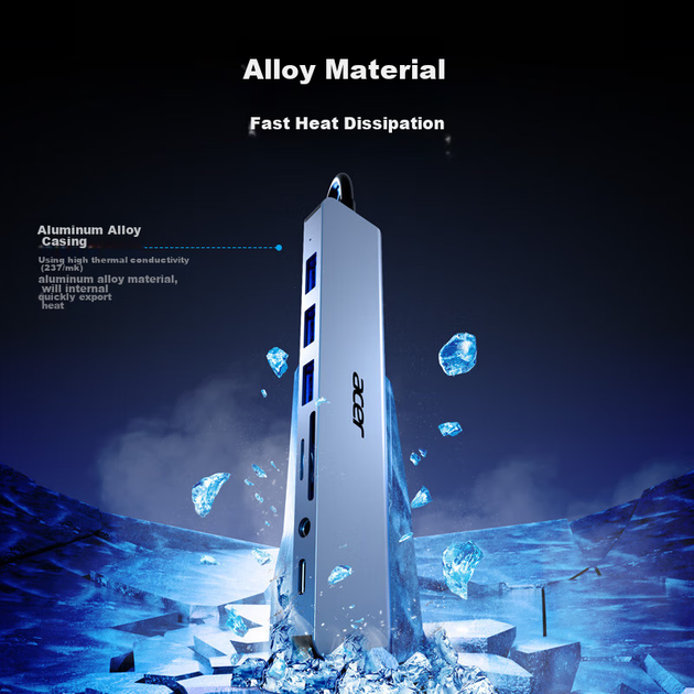 Док-станция расширения Acer Type-C, USB 3.0-концентратор, адаптер для чтения SD/TF-карт, совместимая с компьютерами Huawei, Android, MacBook, конвертер, Eight-I - изображение 12