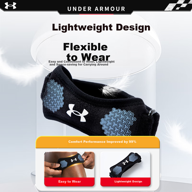 Наколенник Under Armour Patellar Strap для спорта, поддержка колена для мужчин и женщин, стабилизатор для бега, защита мениска при прыжках со скакалкой, бадминтоне, баскетболе. - изображение 8