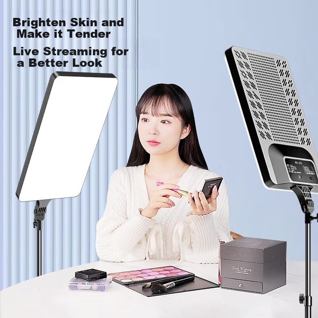 Jimantu 38W Live Streaming Fill Light, LED Studio Food Lighting, Interior Photography And Videography Flat Panel Light, Portrait Beauty Video Shooting Desktop Jewelry Face Light, Square Soft Light - изображение 5