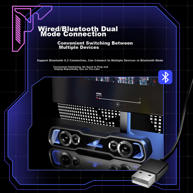 Колонка HP DHE-6002GTX Bluetooth настільна сабвуфер - зображення 6