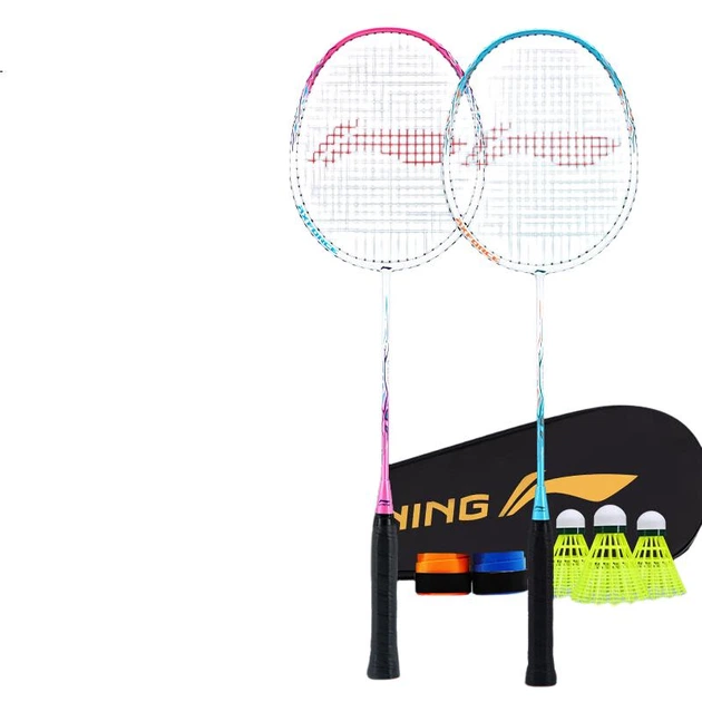Ракетка для бадминтона Li-Ning, пара ракеток Leiting 9 из карбонового композита, карбоновый стержень, для начинающих, с предварительно натянутыми струнами, в комплекте с воланом и рукояткой. - зображення 3