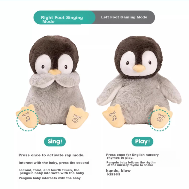 Игрушка мягкая Gund пингвин музыкальный, кукла-компаньон для детей - изображение 4