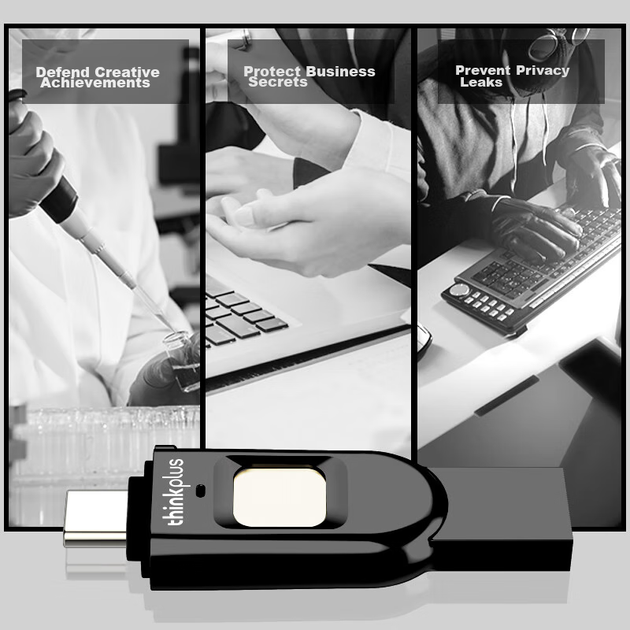 Флешка ThinkPlus Lenovo TFU301 128ГБ USB 3.0 Type-C с шифрованием отпечатка пальца - изображение 5