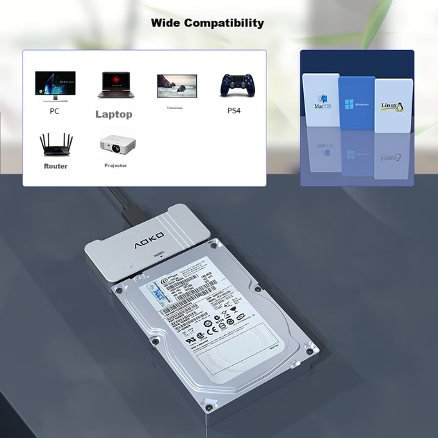 Док-станция AOKO AU3SSL SAS для HDD 2.5/3.5", SAS/SATA в USB 3.0 - Фото 9 Док-станция AOKO AU3SSL SAS для HDD 2.5/3.5", SAS/SATA в USB 3.0 - изображение 9