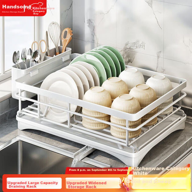 Стійка для зберігання речей Shuaishi Kitchen, стійка для посуду з сушарем, сушарка для мисок і тарілок, органайзер для посуду, стійка для посуду, полиця для сушарки - зображення 4