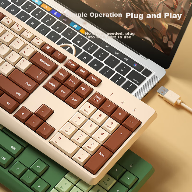 Клавиатура проводная BOW K160U USB Coffee - Фото 6 Клавиатура проводная BOW K160U USB Coffee - изображение 6