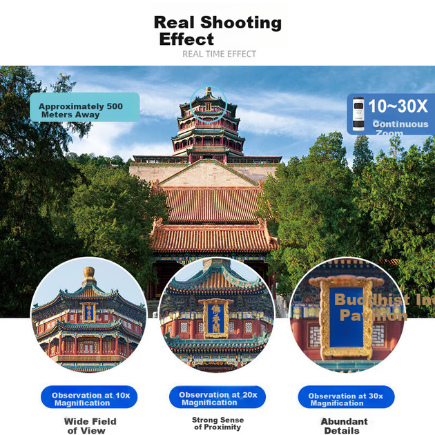 Xingtelang Natural 10-30 чорний нескінченний зум високе збільшення легкий портативний професійний однотрубний телескоп для смартфона подарунок - изображение 5