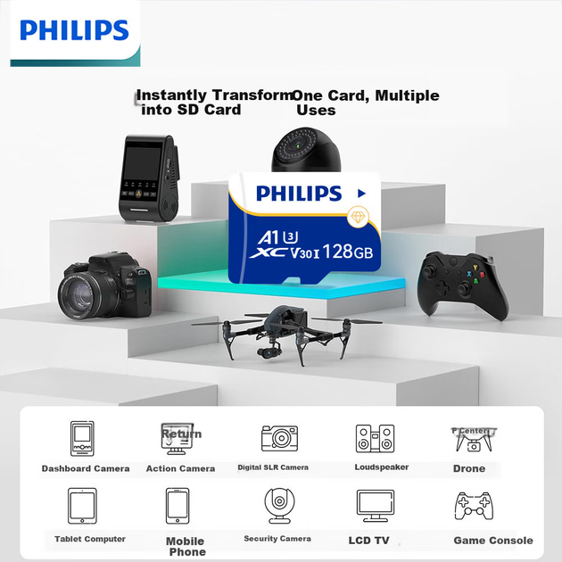 Карта памяти PHILIPS microSDHC 32GB UHS-I U3 V30 A1 (FM33TF-B) - изображение 6