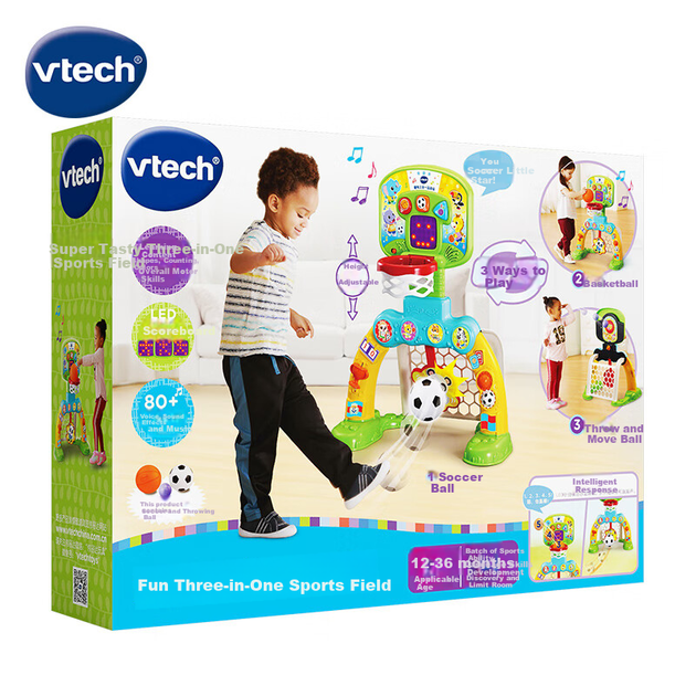 Детская игрушка VTech, увлекательная спортивная площадка «три в одном», баскетбольное кольцо для игры в помещении и на открытом воздухе, футбольные ворота, подарок на день рождения для мальчиков и девочек. - изображение 4
