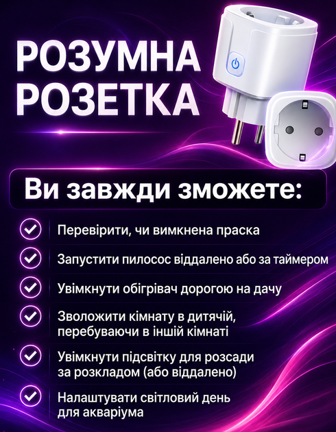 Розумна Wi-Fi-розетка Smart з таймером PM-14 обліком витрати енергії та керуванням через додаток 16А - зображення 4