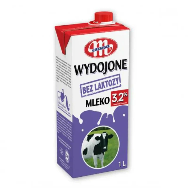 Молоко без Лактози Mlekovita Wydojone Mleko bez Laktozy 3.2% Млековіта коровяче Пастеризоване Тетрапак 1000мл - Фото 1 Молоко без Лактози Mlekovita Wydojone Mleko bez Laktozy 3.2% Млековіта коровяче Пастеризоване Тетрапак 1000мл - зображення 1