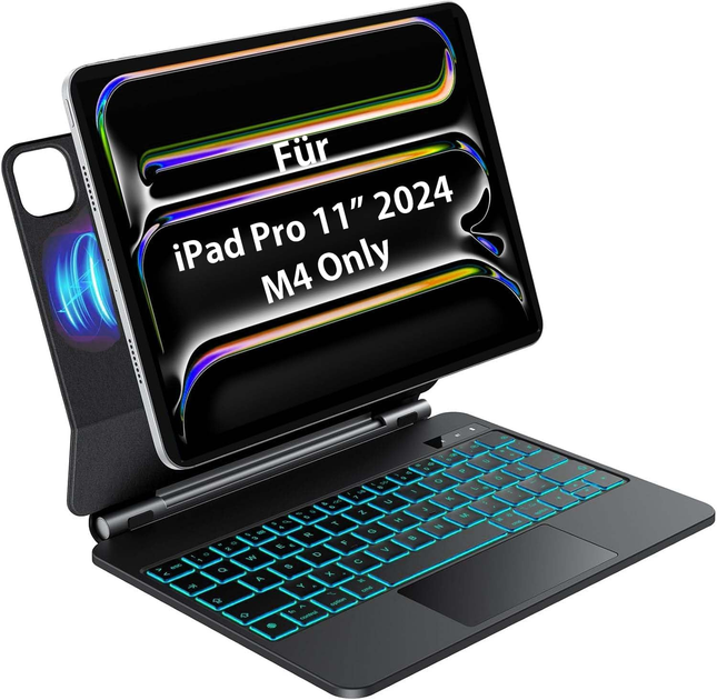 Чехол-клавиатура OMOTON Magic Keyboard для iPad Pro 11 M4 (2024) беспроводная с подсветкой и трекпадом Black - Фото 2 Чехол-клавиатура OMOTON Magic Keyboard для iPad Pro 11 M4 (2024) беспроводная с подсветкой и трекпадом Black - изображение 2