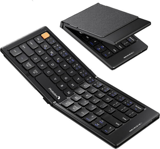 Складана Bluetooth клавіатура ProtoArc XK04 бездротова портативна з чохлом з PU шкіри для iPad iPhone планшета чорна - зображення 2