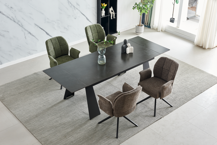 Стол ARNOLD CERAMIC 180(240)*90 Wic dark grey мат/черный каркас - Фото 4 Стол ARNOLD CERAMIC 180(240)*90 Wic dark grey мат/черный каркас - изображение 4