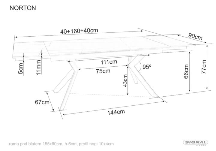 Стол NORTON 160(240)*90 черный - Фото 7 Стол NORTON 160(240)*90 черный - изображение 7
