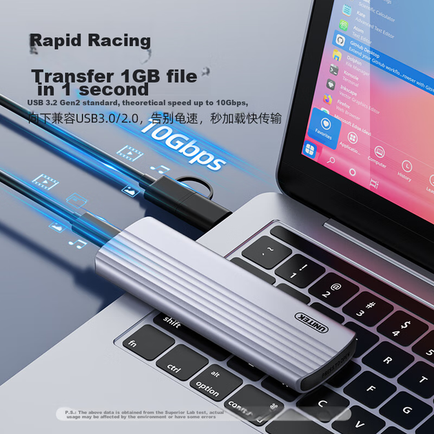 Корпус для SSD UNITEK S241B M.2 NVMe Type-C/USB, портативный - изображение 4