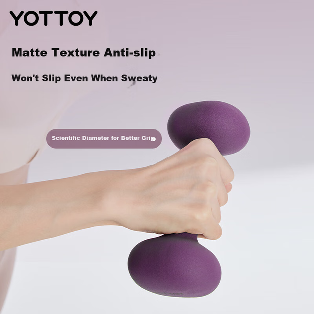 Гантели Yottoy High-End с покрытием из резины для мужчин и женщин, для домашнего фитнеса, для формирования мышц, из цельного чугуна, розово-фиолетовые, весом 3 фунта. - изображение 6