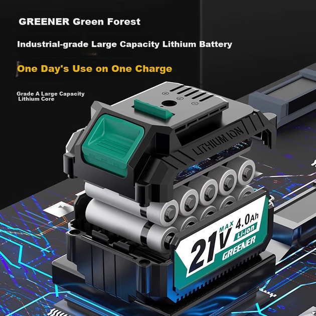 Безщітковий літієвий дриль GREENER 21V, електричний дриль 55Nm, акумуляторний перфоратор, багатофункціональний електричний дриль [з 27 розкішними аксесуарами в комплекті] - изображение 3