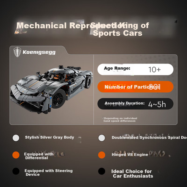 LEGO Technic 42173, Суперкар Koenigsegg сірого кольору, Іграшка для хлопчиків та дівчаток, Подарунок до Дня захисту дітей, Прикраса - Фото 4 LEGO Technic 42173, Суперкар Koenigsegg сірого кольору, Іграшка для хлопчиків та дівчаток, Подарунок до Дня захисту дітей, Прикраса - зображення 4