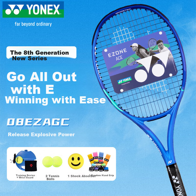 Тенісна ракетка YONEX, повністю з вуглецевого волокна, Competition Offensive, EZONE ACE 8-го покоління, королівський синій, попередньо натягнута G2, вага попередньо натягнутих 260 грамів - Фото 4 Тенісна ракетка YONEX, повністю з вуглецевого волокна, Competition Offensive, EZONE ACE 8-го покоління, королівський синій, попередньо натягнута G2, вага попередньо натягнутих 260 грамів - зображення 4