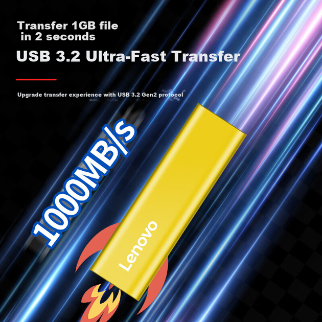Портативний твердотільний накопичувач Lenovo 1 ТБ NVMe 1000 Мбіт/с, Xiaojintiao ZX110, Type-C USB 3.2, подвійний інтерфейс, пряме підключення до телефонів та ноутбуків, зовнішній - Фото 6 Портативний твердотільний накопичувач Lenovo 1 ТБ NVMe 1000 Мбіт/с, Xiaojintiao ZX110, Type-C USB 3.2, подвійний інтерфейс, пряме підключення до телефонів та ноутбуків, зовнішній - зображення 6