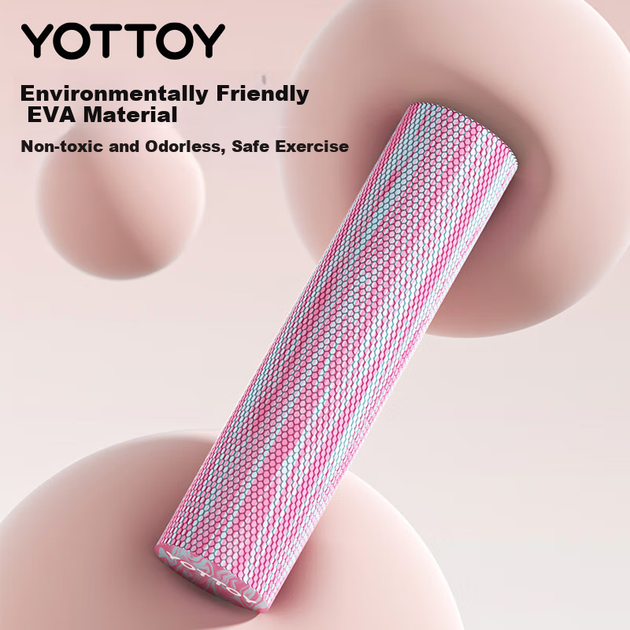 Массажный ролик Yottoy, прочный баллистический массажный валик для расслабления мышц, йога-тренажер для начинающих, 60*15 см, зеленый, смешанный цвет. - изображение 9