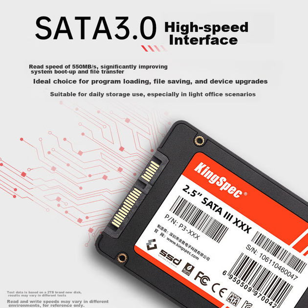 Твердотельный накопитель KingSpec SSD 1 ТБ, интерфейс SATA 3.0, 2,5 дюйма, отборная TLC NAND, скорость чтения 550 МБ/с, совместим с настольными компьютерами/ноутбуками. - изображение 7