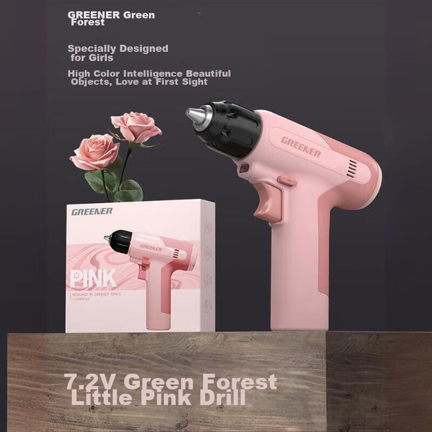 Ручная дрель GREENER Pink Diamond 7.2v для женщин, домашняя дрель-пистолет на литиевой батарее, роторное сверление отверстий 7.2v - изображение 9