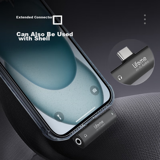 Адаптер для навушників Lifeme Charm Blue EA2 зі швидкою зарядкою та декодером, з невеликим хвостовиком, перетворювач Type-C на 3,5 мм для навушників, незалежний ЦАП, сумісний з Meizu, Apple 16/Android/планшетом - изображение 9
