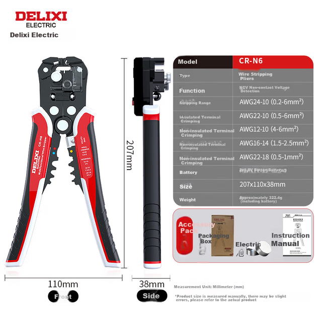DELIXI ELECTRIC Багатофункціональні плоскогубці для зачистки дроту Кусачки для електрика Побутовий інструмент для зачистки дроту з NCV - изображение 7