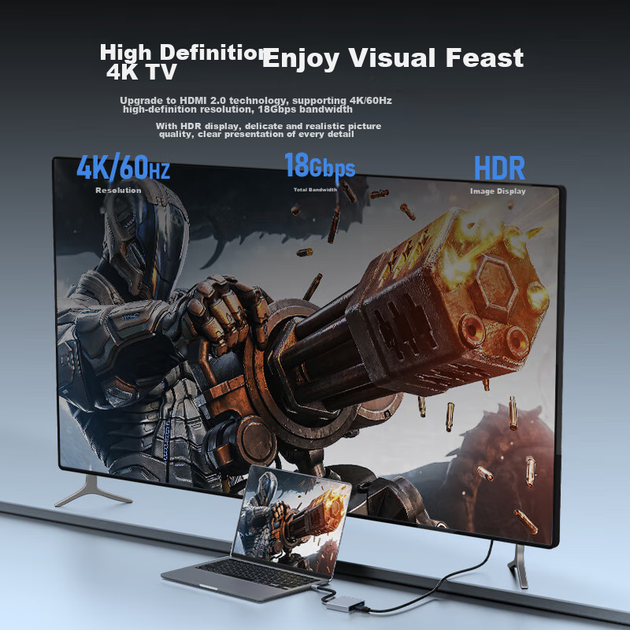 Док-станция ULT-unite FGL1330-1804 3 в 1 Type-C с HDMI 4K60, USB 3.1 и PD 100 Вт, 0.15 м - изображение 6