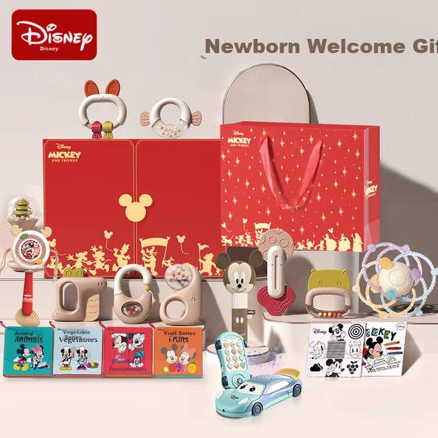 Подарочный набор Disney для новорожденного, подарочная коробка для новорожденного, подарок в полнолуние, подарочная коробка для малыша, погремушка. - изображение 4