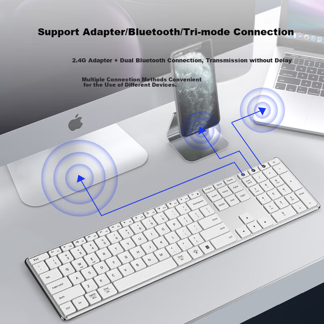 Клавиатура беспроводная Ausdom S4 Pro Bluetooth/Wireless White - изображение 6