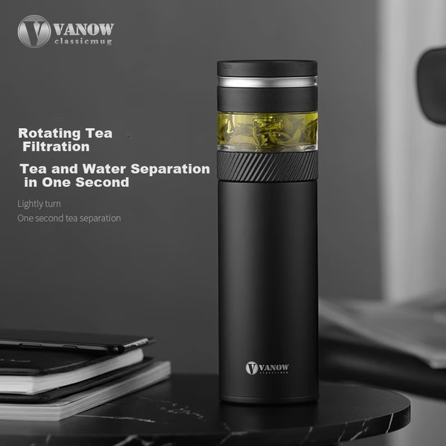 Термокружка Vanow с ситечком для чая, портативная дорожная кружка с фильтром для мужчин, высококачественная бутылка для воды с возможностью персонализации. - Фото 4 Термокружка Vanow с ситечком для чая, портативная дорожная кружка с фильтром для мужчин, высококачественная бутылка для воды с возможностью персонализации. - зображення 4